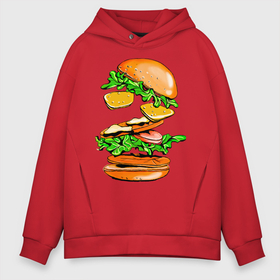 Мужское худи Oversize хлопок с принтом King Burger , френч-терри — 70% хлопок, 30% полиэстер. Мягкий теплый начес внутри —100% хлопок | боковые карманы, эластичные манжеты и нижняя кромка, капюшон на магнитной кнопке | Тематика изображения на принте: burger | burger king | king | бургер | гамбургер