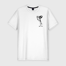 Мужская футболка хлопок Slim с принтом Hello UFO black в Курске, 92% хлопок, 8% лайкра | приталенный силуэт, круглый вырез ворота, длина до линии бедра, короткий рукав | ufo | надпись | нло