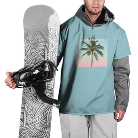 Накидка на куртку 3D с принтом Летние ощущения , 100% полиэстер |  | Тематика изображения на принте: голубая | лето | пальма | пляж | тропики
