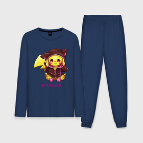 Мужская пижама с лонгсливом хлопок с принтом Пикачу в костюме в Петрозаводске,  |  | anime | picachu | pikachu | аниме | милый | пика | пикачу | покебол | покемон
