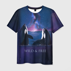 Мужская футболка 3D с принтом косатка в Санкт-Петербурге, 100% полиэфир | прямой крой, круглый вырез горловины, длина до линии бедер | ocean | orca | sea | sea animal | дельфин | касатка | кит | море | океан | рисунок кита