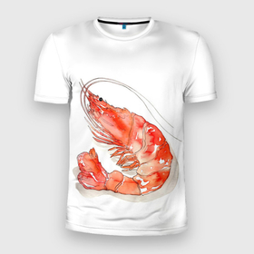 Мужская футболка 3D спортивная с принтом креветка в Петрозаводске, 100% полиэстер с улучшенными характеристиками | приталенный силуэт, круглая горловина, широкие плечи, сужается к линии бедра | ocean | sea | sea animal | креветка | лобстер | море | океан | рак