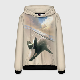 Мужская толстовка 3D с принтом косатка в Новосибирске, 100% полиэстер | двухслойный капюшон со шнурком для регулировки, мягкие манжеты на рукавах и по низу толстовки, спереди карман-кенгуру с мягким внутренним слоем. | Тематика изображения на принте: ocean | orca | sea | sea animal | whale | дельфин | касатка | кит | море | океан | рисунок кита