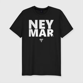 Мужская футболка хлопок Slim с принтом Neymar Jr white logo в Новосибирске, 92% хлопок, 8% лайкра | приталенный силуэт, круглый вырез ворота, длина до линии бедра, короткий рукав | brazil | champions | fifa | junior | neymar | neymar jr | paris saint germain | psg | uefa | бразилия | джуниор | младший | наймар | неймар | пари сен жермен | петух | псж | сборная бразилии | уефа | фифа | футбик | футбол 