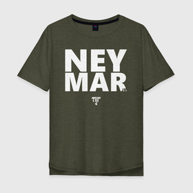 Мужская футболка хлопок Oversize с принтом Neymar Jr white logo в Белгороде, 100% хлопок | свободный крой, круглый ворот, “спинка” длиннее передней части | brazil | champions | fifa | junior | neymar | neymar jr | paris saint germain | psg | uefa | бразилия | джуниор | младший | наймар | неймар | пари сен жермен | петух | псж | сборная бразилии | уефа | фифа | футбик | футбол 