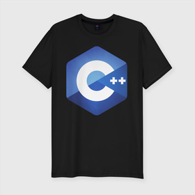Мужская футболка хлопок Slim с принтом C++ в Екатеринбурге, 92% хлопок, 8% лайкра | приталенный силуэт, круглый вырез ворота, длина до линии бедра, короткий рукав | Тематика изображения на принте: c++ | код | программирование | программисты | язык