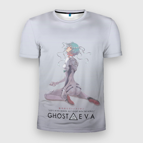 Мужская футболка 3D спортивная с принтом Ghost in the Eva в Белгороде, 100% полиэстер с улучшенными характеристиками | приталенный силуэт, круглая горловина, широкие плечи, сужается к линии бедра | Тематика изображения на принте: anime | cyberpunk | eva | evangelion | ghost in the shell | аниме | анимэ | ева | евангелион | киберпанк | призрак в доспехах