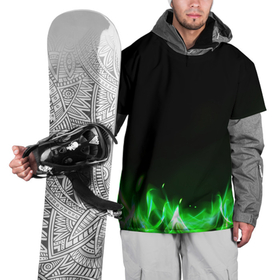 Накидка на куртку 3D с принтом Зеленый огонь в Новосибирске, 100% полиэстер |  | 3d | 3д | sport | абстракция | линии | паттерн | соты | спортивный стиль | текстуры