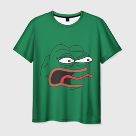Мужская футболка 3D с принтом Pepe skin , 100% полиэфир | прямой крой, круглый вырез горловины, длина до линии бедер | Тематика изображения на принте: kekw | mem | pepe | smile | smiles | twitch | мемы | пепе | рофлан | смайл | смайлы | твитч