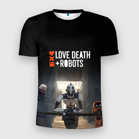Мужская футболка 3D спортивная с принтом Love, Death and Robots в Курске, 100% полиэстер с улучшенными характеристиками | приталенный силуэт, круглая горловина, широкие плечи, сужается к линии бедра | cartoon | death | fantasy | heavy | horror | metal | miller | netflix | robots | tim | witness | любовь | миллер | мультфильм | робот | роботы | тим | ужасы | фэнтези