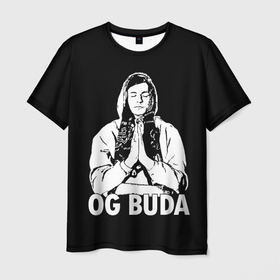 Мужская футболка 3D с принтом OG Buda в Новосибирске, 100% полиэфир | прямой крой, круглый вырез горловины, длина до линии бедер | og buda | rap | буда | григорий ляхов | музыка | ог буда | певец | русский рэп | рэп | рэпер