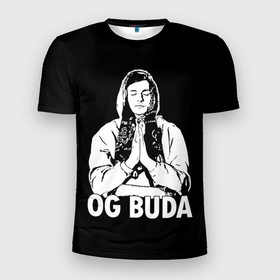 Мужская футболка 3D спортивная с принтом OG Buda в Курске, 100% полиэстер с улучшенными характеристиками | приталенный силуэт, круглая горловина, широкие плечи, сужается к линии бедра | og buda | rap | буда | григорий ляхов | музыка | ог буда | певец | русский рэп | рэп | рэпер