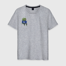 Мужская футболка хлопок с принтом Pepe Thinking room в Екатеринбурге, 100% хлопок | прямой крой, круглый вырез горловины, длина до линии бедер, слегка спущенное плечо. | kekw | mem | pepe | smile | smiles | twitch | мемы | пепе | рофлан | смайл | смайлы | твитч
