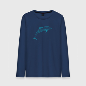 Мужской лонгслив хлопок с принтом Дельфин неоновый в Курске, 100% хлопок |  | dolphin | дельфин | морские | неон | неоновый | с дельфином | сетка
