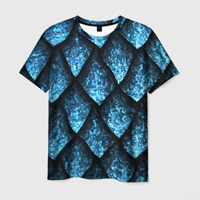Мужская футболка 3D с принтом Чешуя ледяного дракона в Белгороде, 100% полиэфир | прямой крой, круглый вырез горловины, длина до линии бедер | дракон | ледяной | рисунок | чешуя