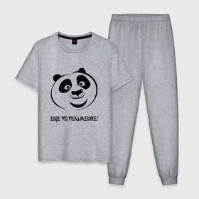 Мужская пижама хлопок с принтом ПАНДА ПО в Кировске, 100% хлопок | брюки и футболка прямого кроя, без карманов, на брюках мягкая резинка на поясе и по низу штанин
 | кун фу панда | кунг фу панда | мульт персонаж. | панда | панда по