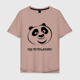 Мужская футболка хлопок Oversize с принтом ПАНДА ПО в Кировске, 100% хлопок | свободный крой, круглый ворот, “спинка” длиннее передней части | Тематика изображения на принте: кун фу панда | кунг фу панда | мульт персонаж. | панда | панда по