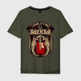 Мужская футболка хлопок Oversize с принтом Гитара и крылья РОК в Новосибирске, 100% хлопок | свободный крой, круглый ворот, “спинка” длиннее передней части | hard | heavy | metal | music | rock | гитара | музыка | рок | тяжелый