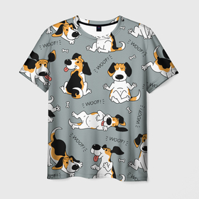 Мужская футболка 3D с принтом Собаки Бигли , 100% полиэфир | прямой крой, круглый вырез горловины, длина до линии бедер | dog | бигли | бигль | животные | пес | природа | собака | собаки | собакчка | собачки