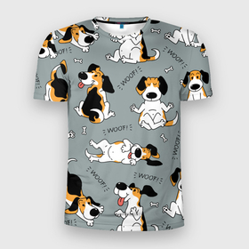 Мужская футболка 3D спортивная с принтом Собаки Бигли в Санкт-Петербурге, 100% полиэстер с улучшенными характеристиками | приталенный силуэт, круглая горловина, широкие плечи, сужается к линии бедра | Тематика изображения на принте: dog | бигли | бигль | животные | пес | природа | собака | собаки | собакчка | собачки