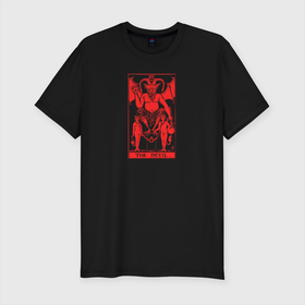 Мужская футболка хлопок Slim с принтом The Devil в Курске, 92% хлопок, 8% лайкра | приталенный силуэт, круглый вырез ворота, длина до линии бедра, короткий рукав | 666 | ад | демон | дьявол | монстр | пентаграма | сатана | страшный