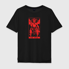 Мужская футболка хлопок Oversize с принтом The Devil в Белгороде, 100% хлопок | свободный крой, круглый ворот, “спинка” длиннее передней части | 666 | ад | демон | дьявол | монстр | пентаграма | сатана | страшный
