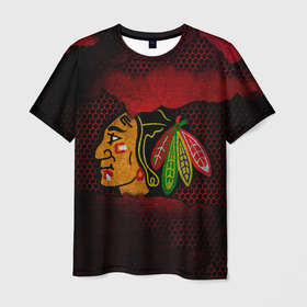 Мужская футболка 3D с принтом CHICAGO NHL , 100% полиэфир | прямой крой, круглый вырез горловины, длина до линии бедер | blackhawks | chicago | iron | logo | nhl | red | sport | usa | блэкхоукс | железо | логотип | нхл | сетка | спорт | сша | хоккей | чикаго