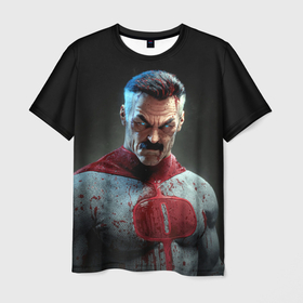 Мужская футболка 3D с принтом Омнимен в Кировске, 100% полиэфир | прямой крой, круглый вырез горловины, длина до линии бедер | allen | invincible | omni man | omniman | superhero | алиен | аллен | инвинсибл | неуязвимый | омнимен | омнимэн | супергерои