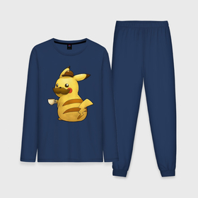 Мужская пижама с лонгсливом хлопок с принтом Пикачу детектив в Тюмени,  |  | anime | picachu | pikachu | аниме | милый | пика | пикачу | покебол | покемон