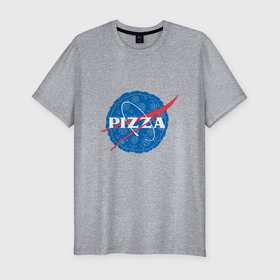 Мужская футболка хлопок Slim с принтом NASA Pizza в Петрозаводске, 92% хлопок, 8% лайкра | приталенный силуэт, круглый вырез ворота, длина до линии бедра, короткий рукав | mars | moon | nasa | астероид | астронавт | астрономия | вселенная | гагарин | галактика | земля | илон | комета | космонавт | космос | луна | марс | маск | наса | небо | нло | пицца | планета | пришелец | ракета