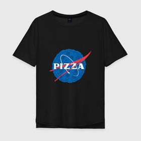 Мужская футболка хлопок Oversize с принтом NASA Pizza в Санкт-Петербурге, 100% хлопок | свободный крой, круглый ворот, “спинка” длиннее передней части | mars | moon | nasa | астероид | астронавт | астрономия | вселенная | гагарин | галактика | земля | илон | комета | космонавт | космос | луна | марс | маск | наса | небо | нло | пицца | планета | пришелец | ракета