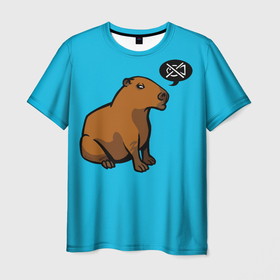 Мужская футболка 3D с принтом Капибара в Курске, 100% полиэфир | прямой крой, круглый вырез горловины, длина до линии бедер | грызун | животное | звери | зверь | капибара