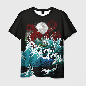 Мужская футболка 3D с принтом Корабль на Волнах | Кракен в Тюмени, 100% полиэфир | прямой крой, круглый вырез горловины, длина до линии бедер | Тематика изображения на принте: animal | beast | kraken | monster | moon | ocean | octopus | sea | ship | water | waves | вода | волны | животные | звери | корабль | кракен | луна | монстр | море | океан | осьминог | рыбы | щупальца
