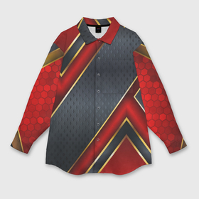 Мужская рубашка oversize 3D с принтом Черная и красная объемная абстракция в Тюмени,  |  | Тематика изображения на принте: 3d | 3д | sport | абстракция | линии | паттерн | соты | спортивный стиль | текстуры