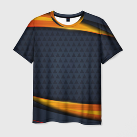 Мужская футболка 3D с принтом Sport Dark style в Санкт-Петербурге, 100% полиэфир | прямой крой, круглый вырез горловины, длина до линии бедер | 3d | 3д | sport | абстракция | линии | паттерн | соты | спортивный стиль | текстуры