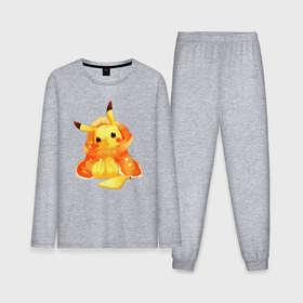 Мужская пижама с лонгсливом хлопок с принтом Пикачу  в пледике ,  |  | anime | picachu | pikachu | аниме | милый | пика | пикачу | покебол | покемон