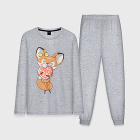 Мужская пижама с лонгсливом хлопок с принтом Лисица с сердечком в Белгороде,  |  | Тематика изображения на принте: fox | foxy | животное | звери | лиса | лисенок | лисичка | милая | рыжая | фокс