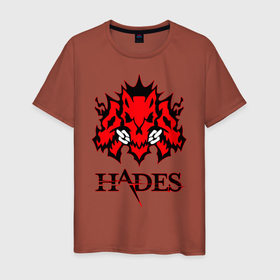 Мужская футболка хлопок с принтом Hades в Новосибирске, 100% хлопок | прямой крой, круглый вырез горловины, длина до линии бедер, слегка спущенное плечо. | hades | roguelike | бесконечные круги ада | волк | компьютерная игра | красный | цепь | эмблема