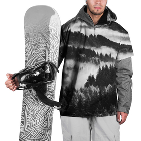 Накидка на куртку 3D с принтом ТУМАННЫЙ ЛЕС  МРАЧНЫЙ ЛЕС в Белгороде, 100% полиэстер |  | Тематика изображения на принте: tegunvteg | деревья | ели | лес | мрачный | природа | туман | туманный