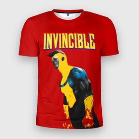 Мужская футболка 3D Slim с принтом Неуязвимый в Екатеринбурге, 100% полиэстер с улучшенными характеристиками | приталенный силуэт, круглая горловина, широкие плечи, сужается к линии бедра | allen | invincible | omni man | omniman | superhero | алиен | аллен | инвинсибл | неуязвимый | омнимэн | супергерои