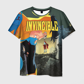 Мужская футболка 3D с принтом INVINCIBLE , 100% полиэфир | прямой крой, круглый вырез горловины, длина до линии бедер | allen | invincible | omni man | omniman | superhero | алиен | аллен | инвинсибл | неуязвимый | омнимэн | супергерои