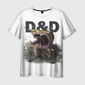 Мужская футболка 3D с принтом D&D | Мимик-сундук | ДнД в Белгороде, 100% полиэфир | прямой крой, круглый вырез горловины, длина до линии бедер | dd | dungeons and dragons | днд | мимик | подземелья и драконы | сундук