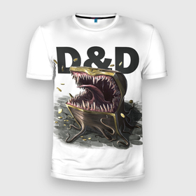 Мужская футболка 3D Slim с принтом DD | Мимик сундук | ДнД , 100% полиэстер с улучшенными характеристиками | приталенный силуэт, круглая горловина, широкие плечи, сужается к линии бедра | dd | dungeons and dragons | днд | мимик | подземелья и драконы | сундук