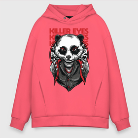 Мужское худи Oversize хлопок с принтом Killer eyes в Екатеринбурге, френч-терри — 70% хлопок, 30% полиэстер. Мягкий теплый начес внутри —100% хлопок | боковые карманы, эластичные манжеты и нижняя кромка, капюшон на магнитной кнопке | Тематика изображения на принте: арт | графика | животные | звери | панда