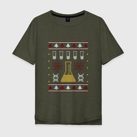 Мужская футболка хлопок Oversize с принтом Наука | Science Вязаный свитер в Екатеринбурге, 100% хлопок | свободный крой, круглый ворот, “спинка” длиннее передней части | art | chemisty | dna | geek | geeky | knit | nerd | nerdy | ugly sweater | арт | атомное ядро | вязаный рисунок | вязка | гик | для гиков | для умников | днк | колба | колбы | научный рисунок | нейтрон | нерд | протон | спицами | умник