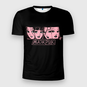 Мужская футболка 3D Slim с принтом Black Pink Art в Новосибирске, 100% полиэстер с улучшенными характеристиками | приталенный силуэт, круглая горловина, широкие плечи, сужается к линии бедра | Тематика изображения на принте: black pink | blackpink | pop | блэк пинк | ким дженни | ким джи су | корейцы | лалиса манобан | музыка | поп | попса | розэ