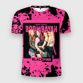 Мужская футболка 3D спортивная с принтом Boombayah в Петрозаводске, 100% полиэстер с улучшенными характеристиками | приталенный силуэт, круглая горловина, широкие плечи, сужается к линии бедра | Тематика изображения на принте: black pink | blackpink | pop | блэк пинк | ким дженни | ким джи су | корейцы | лалиса манобан | музыка | поп | попса | розэ