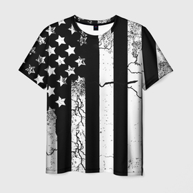 Мужская футболка 3D с принтом ЗВЕЗДНО-ПОЛОСАТЫЙ , 100% полиэфир | прямой крой, круглый вырез горловины, длина до линии бедер | america | black | dark | flag | graffiti | star | usa | white | америка | белый | граффити | звезды | полосы | ретро | стена | сша | флаг | черный