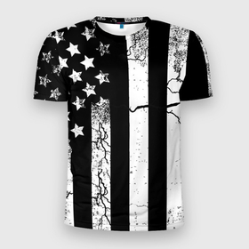 Мужская футболка 3D спортивная с принтом ЗВЕЗДНО-ПОЛОСАТЫЙ в Санкт-Петербурге, 100% полиэстер с улучшенными характеристиками | приталенный силуэт, круглая горловина, широкие плечи, сужается к линии бедра | america | black | dark | flag | graffiti | star | usa | white | америка | белый | граффити | звезды | полосы | ретро | стена | сша | флаг | черный