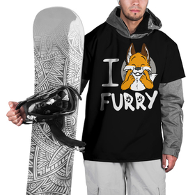 Накидка на куртку 3D с принтом I love furry в Тюмени, 100% полиэстер |  | furry | i love furry | антропоморфные животные | лиса | люди животные | фурри | я люблю фурри